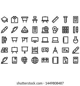 Education Icons Set, Vector Simple Line Outline