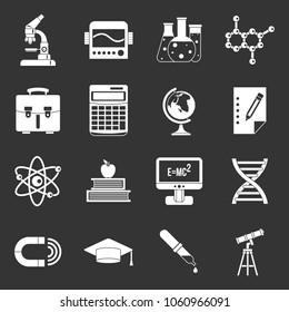 Education icons set vector white isolated on grey background 