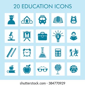 Education Icons Set for Web & Mobile