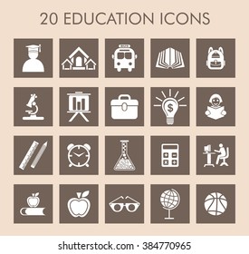 Education Icons Set for Web & Mobile