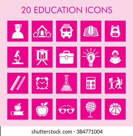Education Icons Set for Web & Mobile