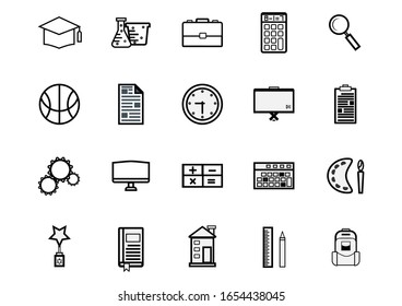 Education icons set.Modern study and Academy online,science icons, college, Vector learning and Back to school concept.