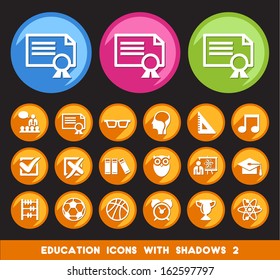 Education Icons with Shadows 2. 
