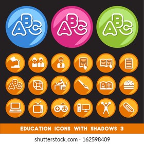 Education Icons with Shadows 3. 