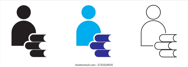Education icons showing academic progress. Set of graduation cap student icons in different styles and colors, representing education levels, learning progress, and academic achievement concepts.
