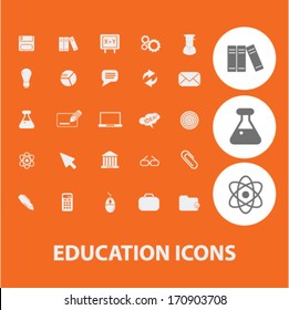 education icons, signs set, vector
