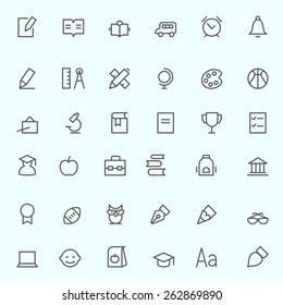 Education Icons, Simple And Thin Line Design 