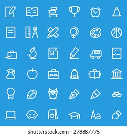 Iconos educativos, diseño simple y delgado
