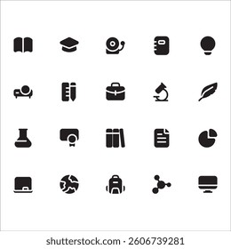 Education Icons with solid style, perfect for user interface projects