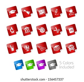 Education Icons // Stickers Series ---- It includes 5 color versions for each icon in different layers -----
