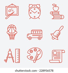 Education icons, thin line style, flat design