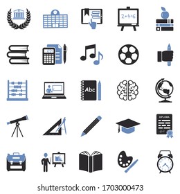 Education Icons. Two Tone Flat Design. Vector Illustration.