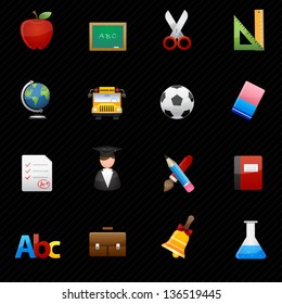 Education Icons vector and black background