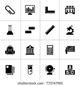 Education icons. vector collection filled education icons. includes symbols such as document and pen, paper clip, calculator, lecturer. use for web, mobile and ui design.