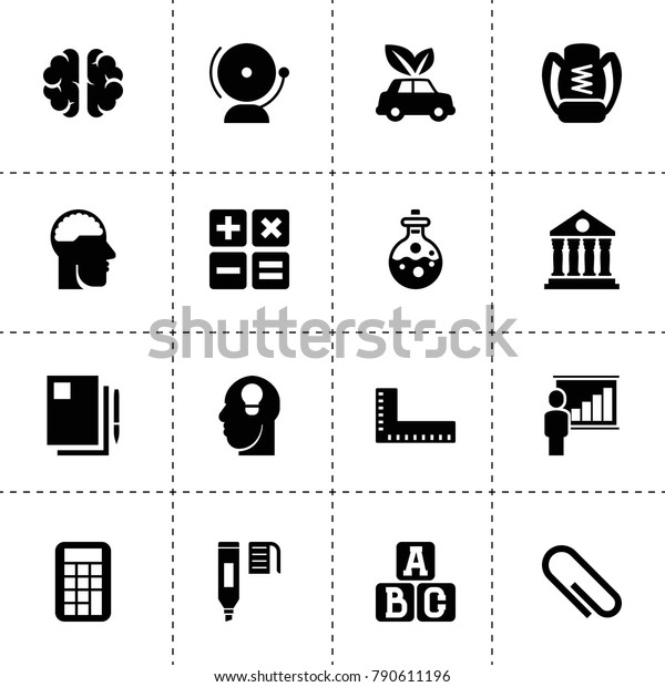 Education icons. vector\
collection filled education icons. includes symbols such as\
document and pen, paper clip, eco car, school bell. use for web,\
mobile and ui\
design.