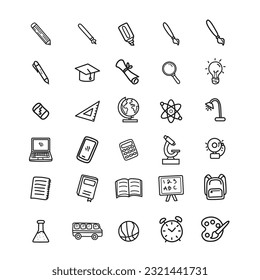 Education icons vector hand draw style vector set.