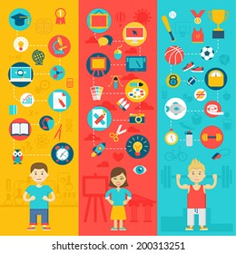 Education icons. Vector illustration.