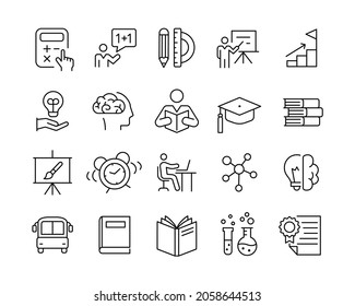 Education Icons - Vector Line. Editable Stroke. Vector Graphic