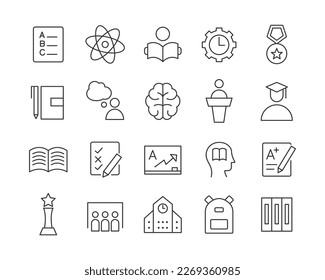 Iconos educativos - Línea vectorial. Stroke editable.