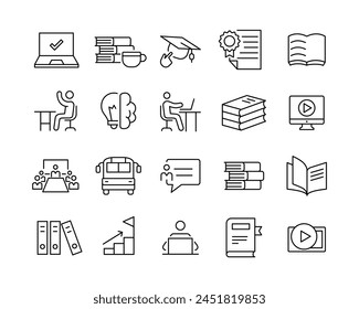 Education Icons - Vector Line. Editable Stroke
