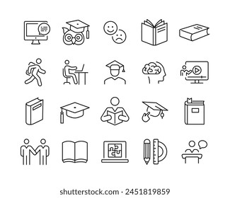 Education Icons - Vector Line. Editable Stroke