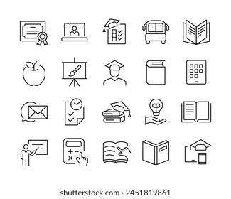 Education Icons - Vector Line. Editable Stroke