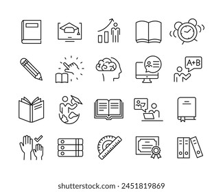 Iconos de Educación - Línea de Vector. Trazo editable
