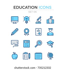 Education icons. Vector line icons set. Premium quality. Simple thin line design. Modern outline symbols, pictograms.