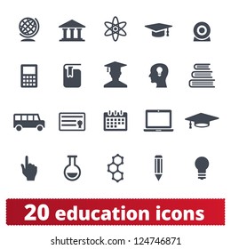 Education icons: vector set of elementary school and university signs
