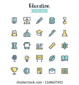 education icons vector. education icons set filled outline styles
