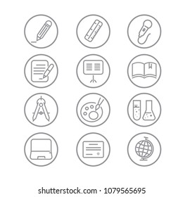 Education Icons with White Background