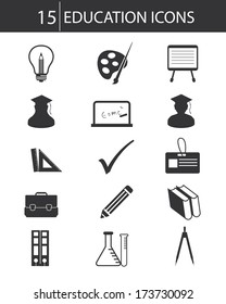 Education icons,Black version,vector