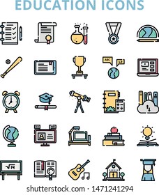 education iconset with colorful style