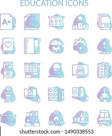Education Iconset With Gradient Style