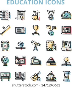 education iconset with offset style