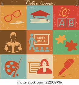 Education icons,retro vector