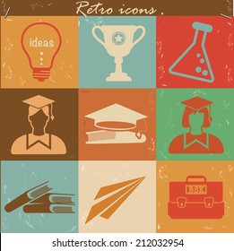 Education icons,retro vector