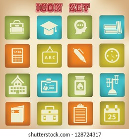 Education icons,vintage style,vector
