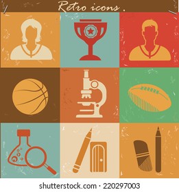 Education icons,vintage vector