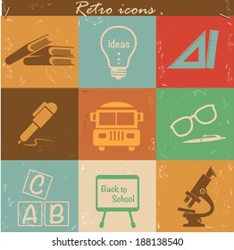 Education icons,vintage version,vector