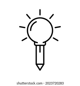 Education idea icon. light bulb and pencil. outline style logo icon. suitable for education. design template vector