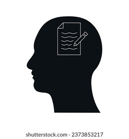 Education and Idea learnings mind icon line with silhouette head.