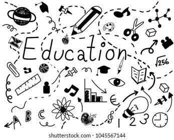 Education Ideas doodles icon set.Vector Illustration.Education concept.