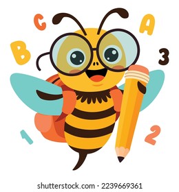 Education Illustration With Cartoon Bee