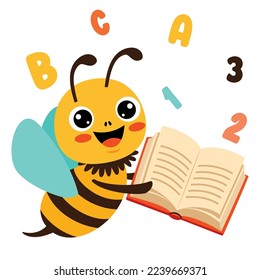 Education Illustration With Cartoon Bee