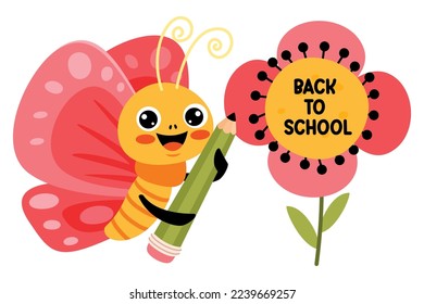 Education Illustration With Cartoon Butterfly