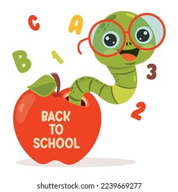 Education Illustration With Cartoon Worm