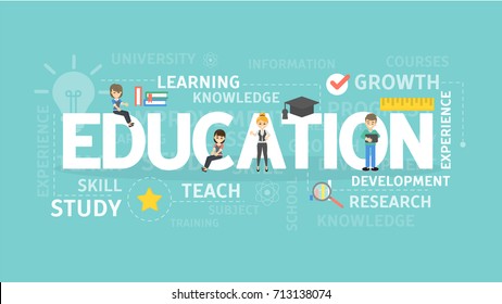 Conceito de ilustração educacional. Ideia de estudo, conhecimento e tecnologia.