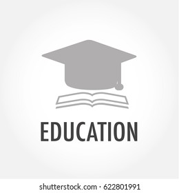 Education Illustration, graduation cap over  Book in  white color backdrop