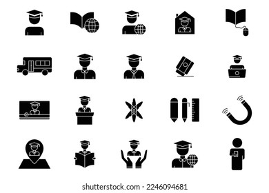 Education illustration icon set. International education day. glyph icon style. Simple vector design editable